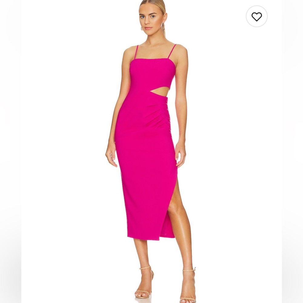 Perfect condition Likely Zeldana midi dress in Fuchsia. Worn one night!